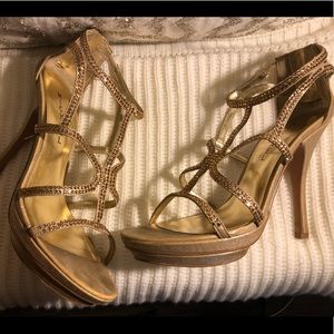 Swimsuit Pageant Gold Embellished Heeled Sandals